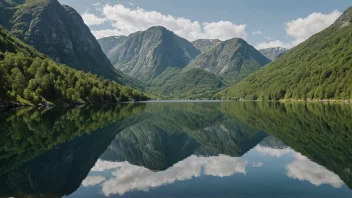 En vakker innsjø i Norge med en fredelig atmosfære