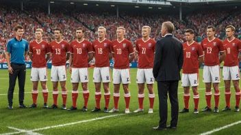 En illustrasjon av en norsk fotballlags førsteoppstilling.