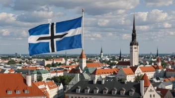 Byen Tallinn, Estland, med et flagg eller et symbol som representerer byen.