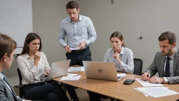 En gruppe mennesker som kjemper for å løse et organisasjonsproblem.