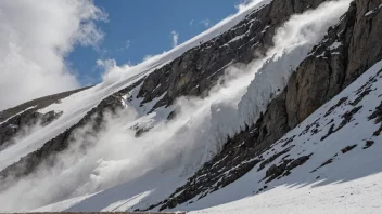 Et dramatisk bilde av en fjellsida med snø og is som smelter raskt på grunn av en varm og tørr vind.