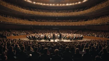 En livlig konsert med flere grupper av musikere som opptrer sammen på scenen.