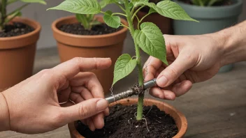 Et bilde av en plante som blir okuleret på en annen plante, symboliserer prosessen med å okuleres.