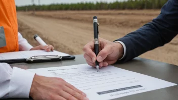 En person som signerer en kontrakt med et gasselskap.