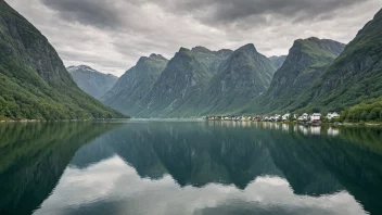 Et malerisk fjordlandskap i Norge, som viser de unike geologiske og biologiske trekkene i området.