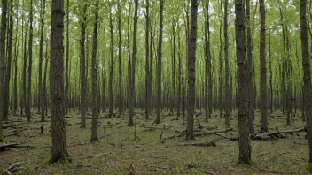 En skog med skadde trær, som viser hvordan skogskade kan påvirke miljøet.