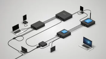 En signalkabel med flere enheter koblet til, som viser hvordan signaler overføres mellom dem.