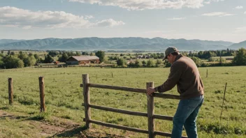 En person bygger et gjerde på en gård