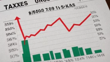 En graf som viser en nedgang i skatter, med en bakgrunn av en voksende økonomi.