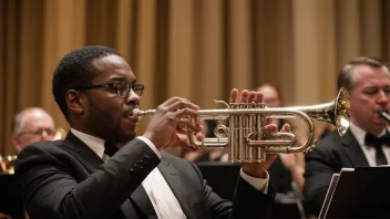 En kornettist i et jazzband, som spiller sitt instrument med lidenskap og dedikasjon.