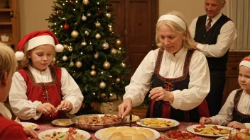 En varm og koselig scene av mennesker som feirer tomasmesse i Norge.