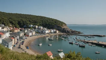 En pittoresk kystby med en travel havn og fargerike fiskebåter