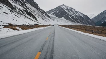 En glatt isoverflate på et fjell eller en vei, med noen mennesker i bakgrunnen som prøver å navigere gjennom den.