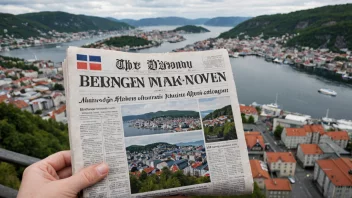 En avis fra Bergen, Norge, med en naturskjønn utsikt over byen i bakgrunnen.