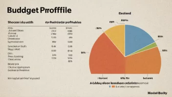 En illustrasjon av en budsjettprofil med ulike seksjoner og diagrammer som viser hvordan budsjettet er fordelt.