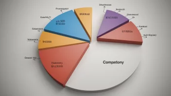 En kakediagram som viser ulike finansielle fraksjoner av et selskap