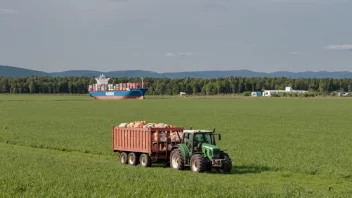 Et containerskip som frakter landbruksprodukter fra Norge.