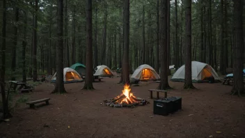 En fredelig leirplass i skogen