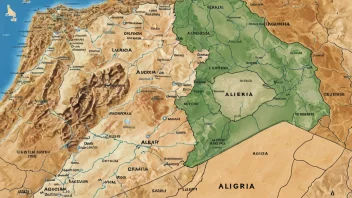 Et kart over Algerie som viser landets rike kulturarv og varierte geografi.