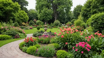 En vakker og frodig hage med en rekke fargerike blomster og en fredelig atmosfære.