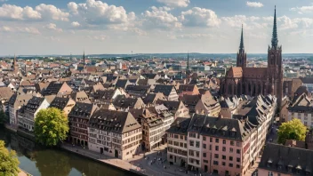 Et panorama over byen Strasbourg, Frankrike