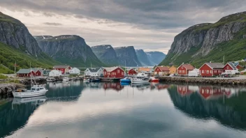 Et pittoreskt bilde av Kårvåg, som viser dens naturskjønnhet og maritime aktiviteter.