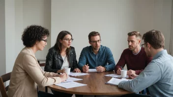 Et møte i et administrasjonsråd, hvor medlemmene diskuterer og fattar beslutninger.