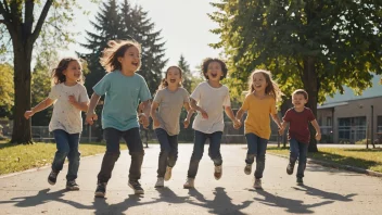 En gruppe barn som leker sammen på en skoleplass.