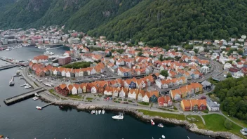 Flyfoto av Solheimsviken bydel i Bergen