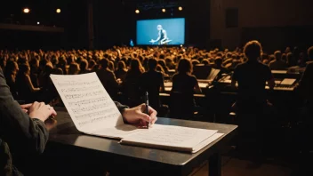 En musikkritiker som skriver en anmeldelse av en konsert.