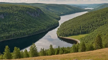 Et pittoreskt landskap av Lierskogen, Norge.