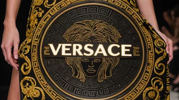 Versace-logoen eller en modell som går ned en catwalk i en Versace-drakt