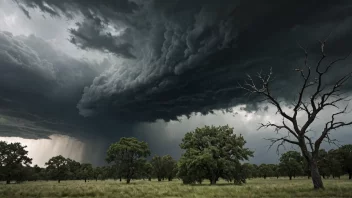 Et stormfullt vær med sterke vinder og mørke skyer