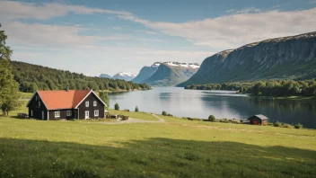 Et pittoreskt norsk gårdsbruk med en skilt med navnet Øgaard.