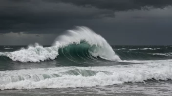 En kraftig bølge slår mot stranden og viser kraften til en bråe.