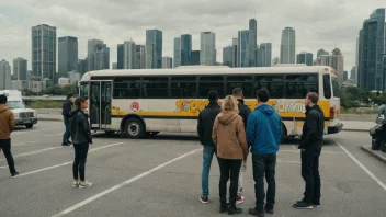 En gruppe mennesker fra en bussgruppe står foran en buss.