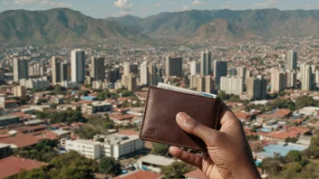 En person fra Eswatini som holder en lommebok, symboliserer det økonomiske systemet.