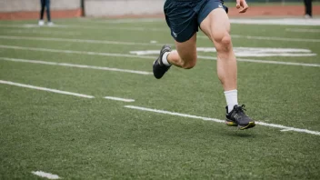 En person som løper raskt på en fotballbane