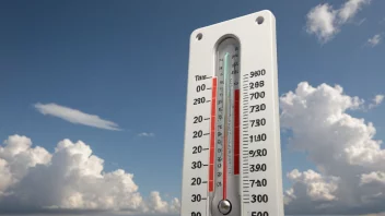 En termometer med Celsius- og Fahrenheitskala, brukt til å måle temperatur.