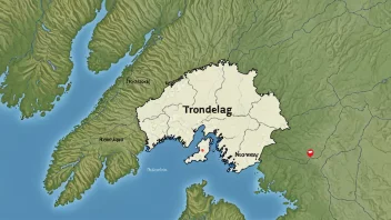 Et kart over Trøndelag, Norge med en taleboble som fremhever regionens unike dialekt.