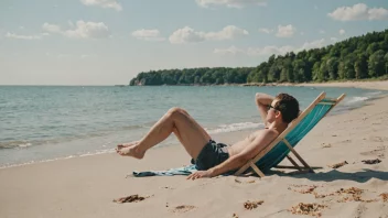 En person som slapper av på en strand under sommerferien