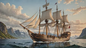 Et vakkert maleri av en tradisjonell norsk seilskute, som viser landets rike maritime historie.