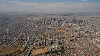 Flyfoto av Johannesburg, Sør-Afrika