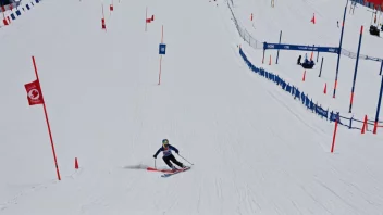 Et slalåmanlegg med skiløpere som konkurrerer i en vintersportshendelse.