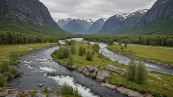 En malerisk dal i Norge med en fredelig atmosfære.