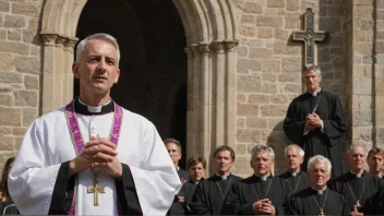 En prest i en tradisjonell norsk kirke, omgitt av et samfunn av mennesker