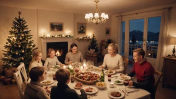 En tradisjonell norsk julebesøk med familie og venner.