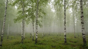 Et fredelig landskap med bjørketrær som vokser i en naturlig omgivelse.