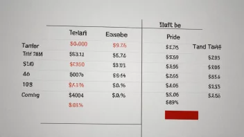 Et bilde av en prisliste med en tariff-tabell i bakgrunnen.