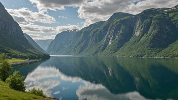 En pittoresk fjord på Vestlandet, som viser Norges naturskjønnhet.